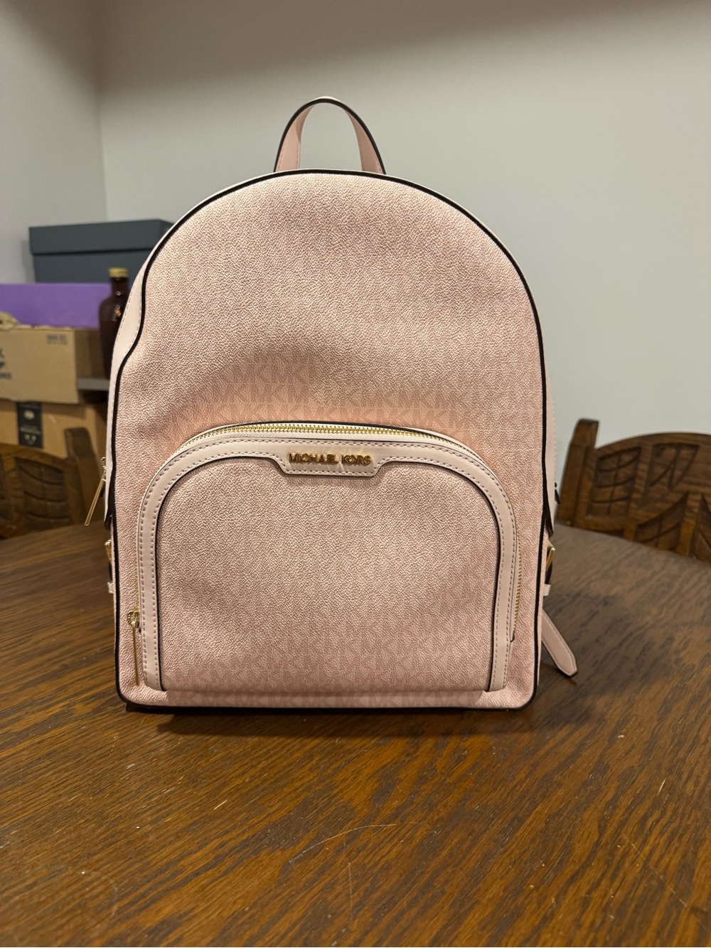 Michael Kors Blush Pink Signature Logo Backpack